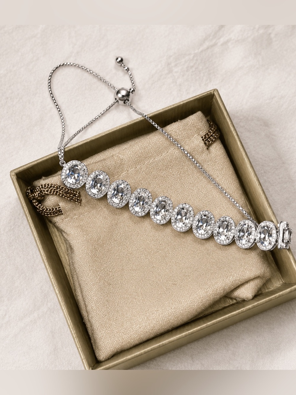 Sterling Silver Crystal Tennis Bracelet - Clear Stones
